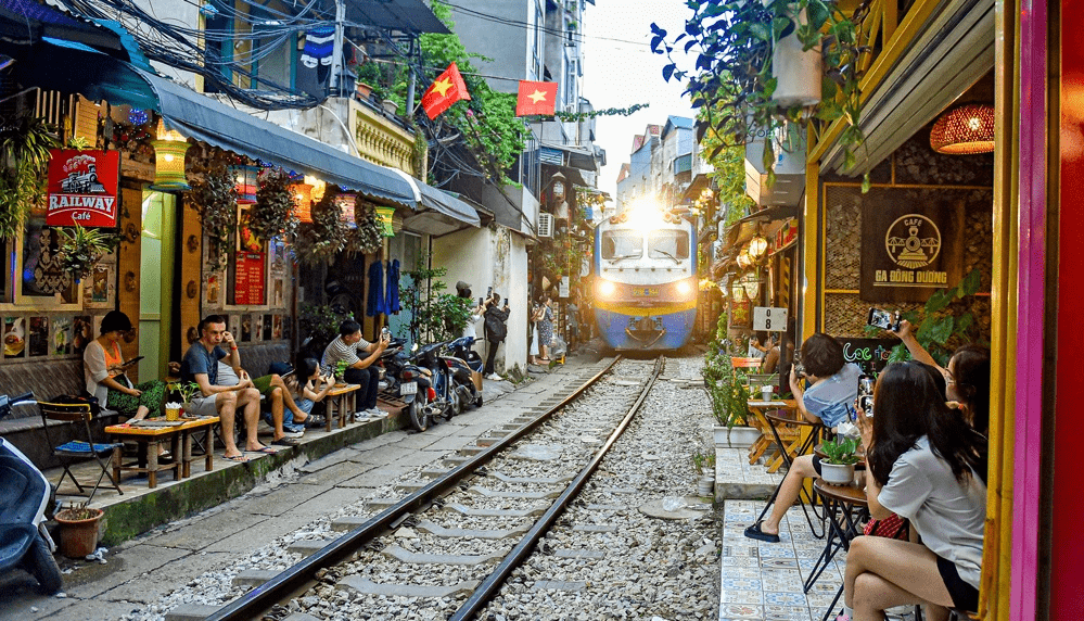Sitting at the cafes along the railway